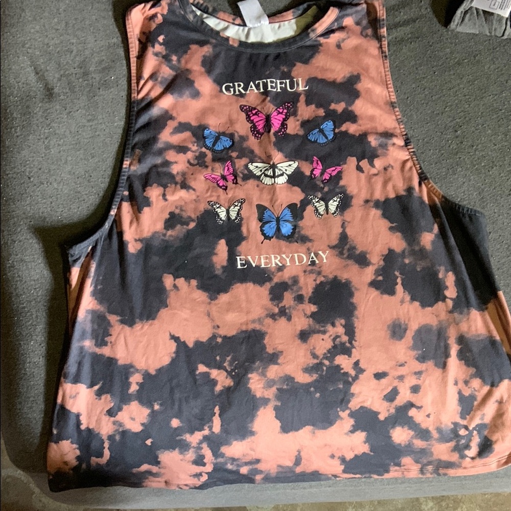 No Boundaries Pink and Orange Muscle Tee